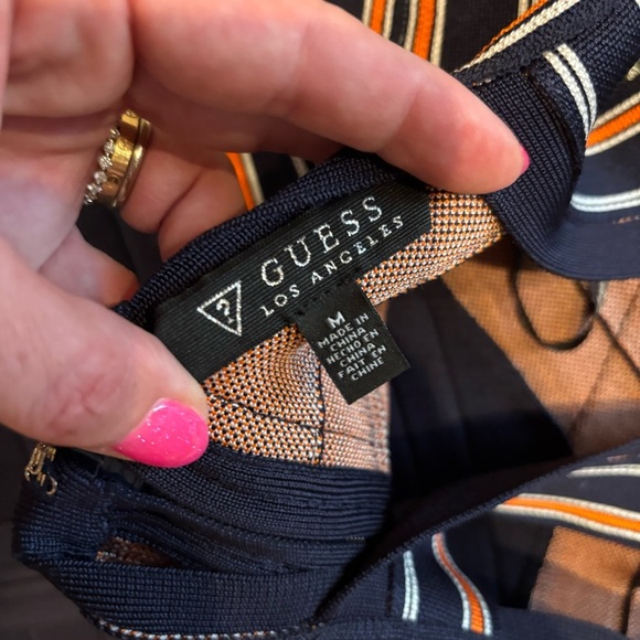 NWT GUESS Striped Bandage Dress | Crisscross Halter | Navy | Size M - Picture 3 of 3